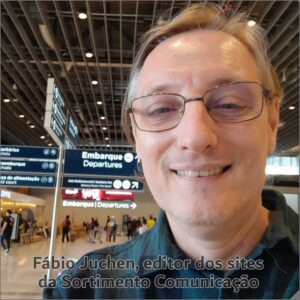 Fabio Juchen, editor dos sites da Sortimento Comunicação no Aeroporto de Florianópolis / SC